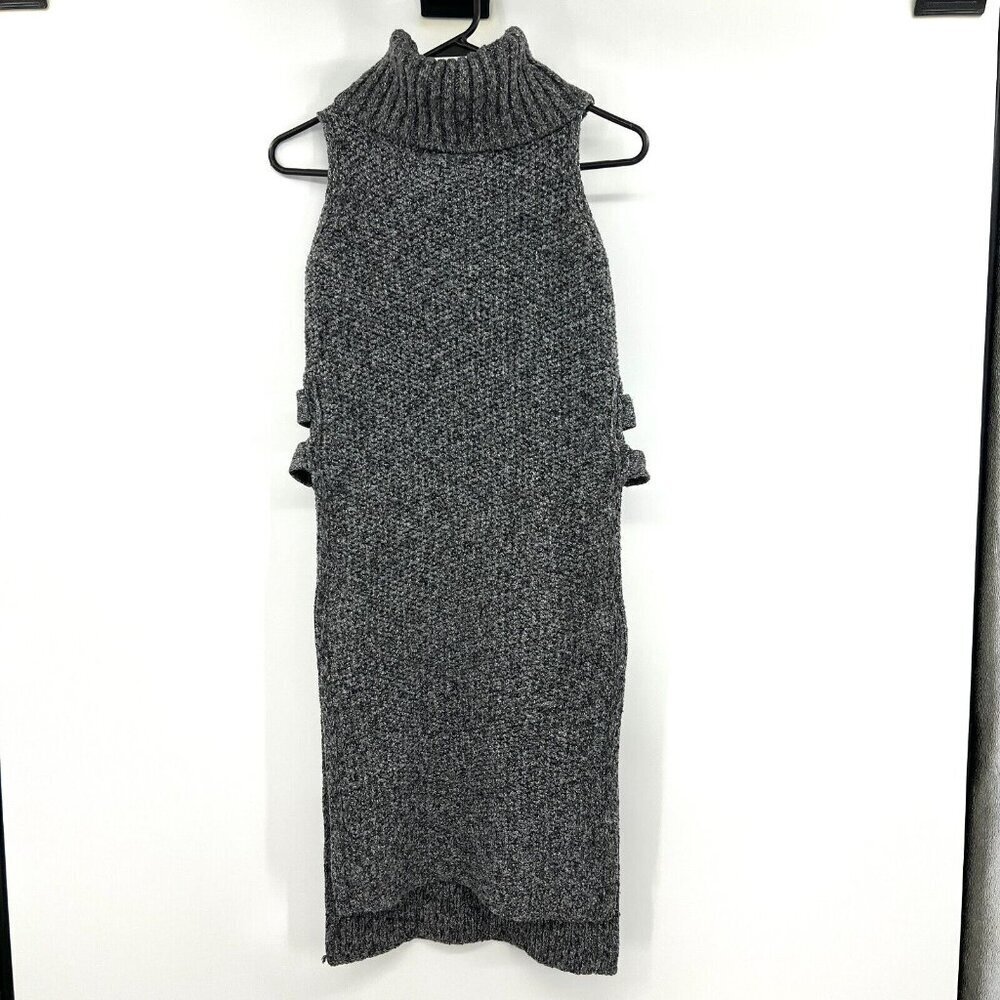 Cliche Wool Blend Turtleneck Heathered Gray Tunic Sleeveless Sweater Small
